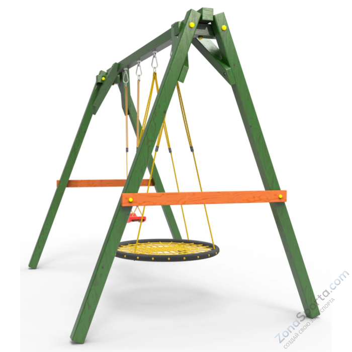 Деревянные качели Пикник 2 Вега (качели гнездо 1м качели долька)