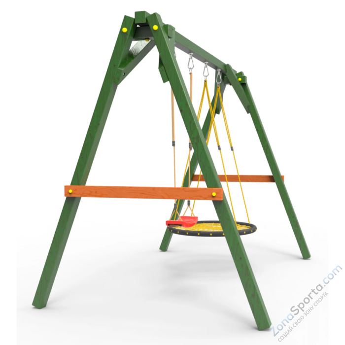 Деревянные качели Пикник 2 Вега (качели гнездо 1м качели долька)