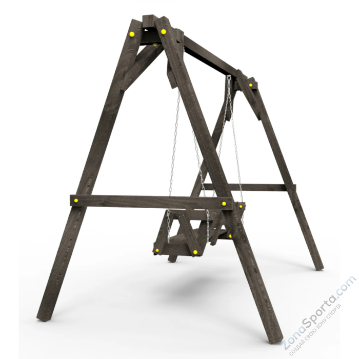 Деревянные качели Пикник 2 Black (диванчик на цепях)