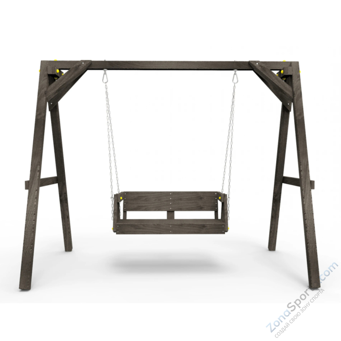 Деревянные качели Пикник 2 Black (диванчик на цепях)