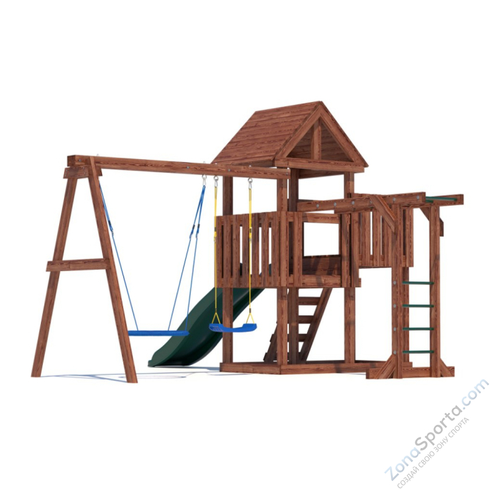 Детская площадка CustWood Junior Color JC5 с деревянной крышей 