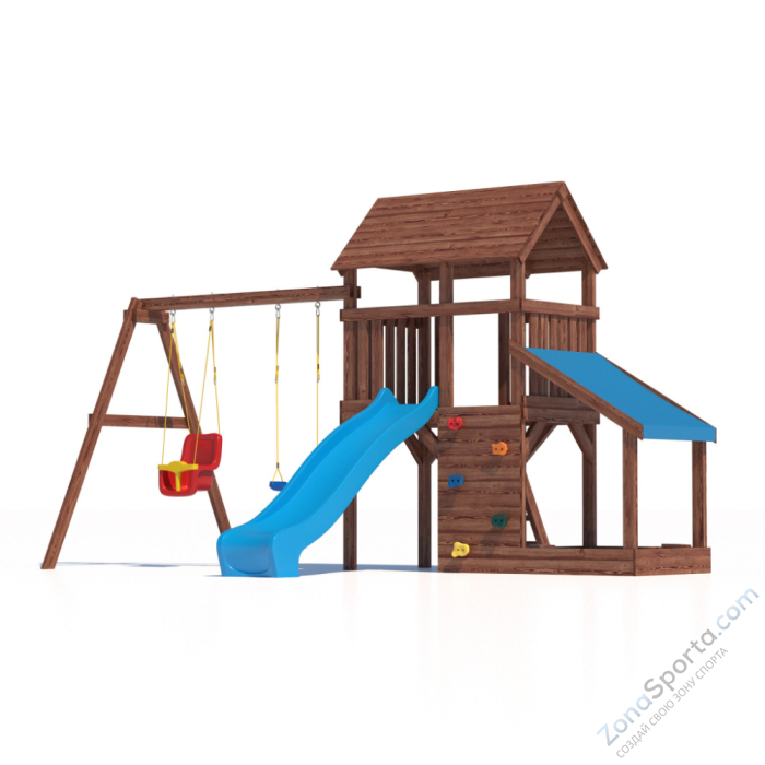 Детская площадка CustWood Scout SC7+ с большой деревянной крышей