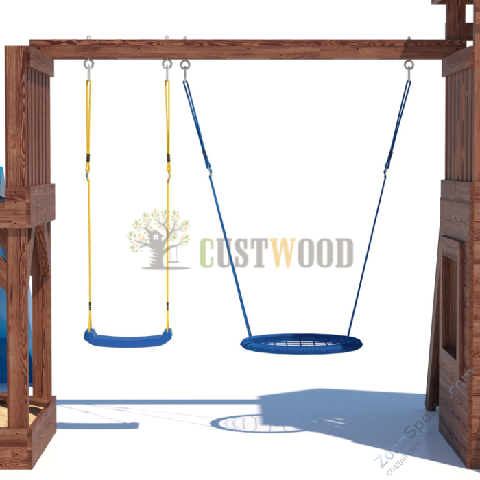 Детская деревянная игровая площадка для улицы дачи CustWood Scout SC9 с деревянной крышей