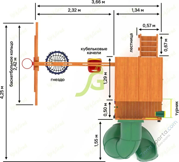 Детская площадка IgraGrad Крафт Pro 3 с трубой