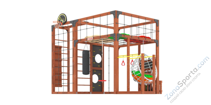 Детская площадка Савушка Куб-2 (Махагон) с подушками и коконом