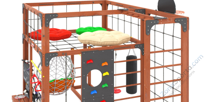 Детская площадка Савушка Куб-2 (Махагон) с подушками и коконом