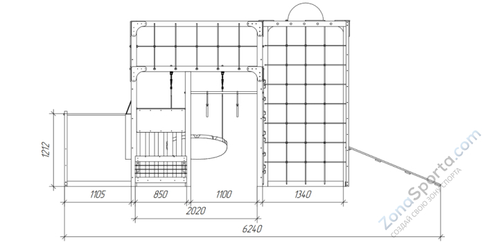 Детская площадка Савушка Куб-2 (Серый) с гамаком для йоги