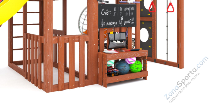 Детская площадка Савушка Куб-3 (Махагон) подушками и коконом