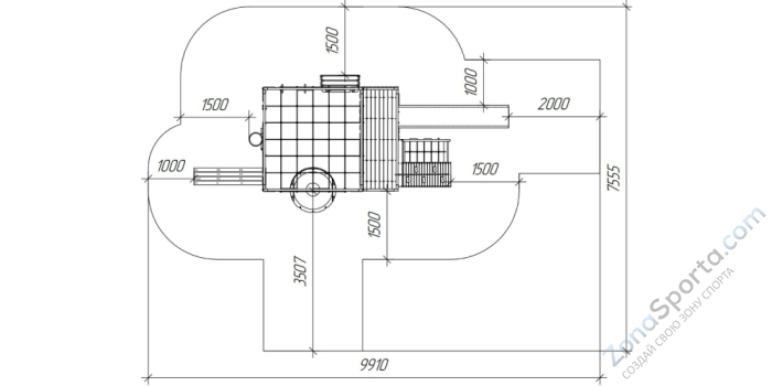 Детская площадка Савушка Куб-3 (Махагон) подушками и коконом