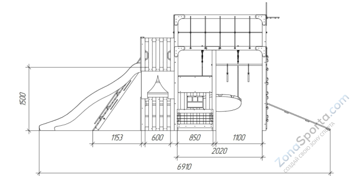 Детская площадка Савушка Куб-3 (Махагон) с подушками