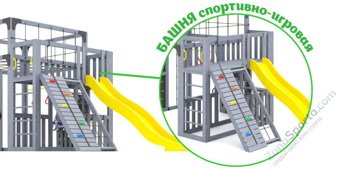 Детская площадка Савушка Куб-3 (Серый) с гамаком для йоги