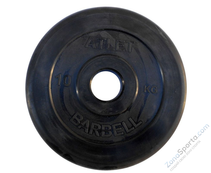 Диск обрезиненный BARBELL ATLET 10 кг / диаметр 51 мм