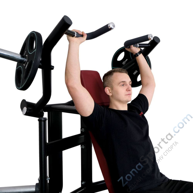 Плечевой жим сидя на свободных весах Protrain T8-605