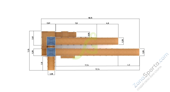 Зимняя деревянная горка IgraGrad Snow Fox 19 с тремя скатами
