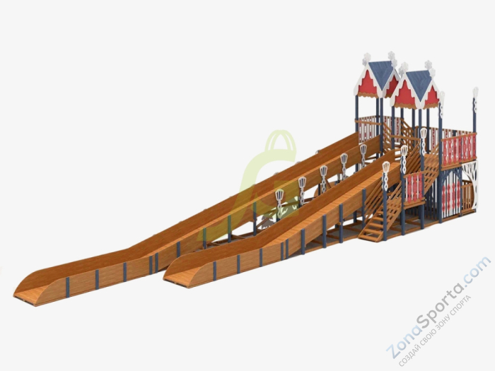 Зимняя деревянная горка IgraGrad Snow Fox 19 с тремя скатами