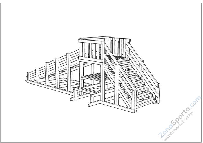 Зимняя деревянная заливная горка Ледянка 1 (пропитка)
